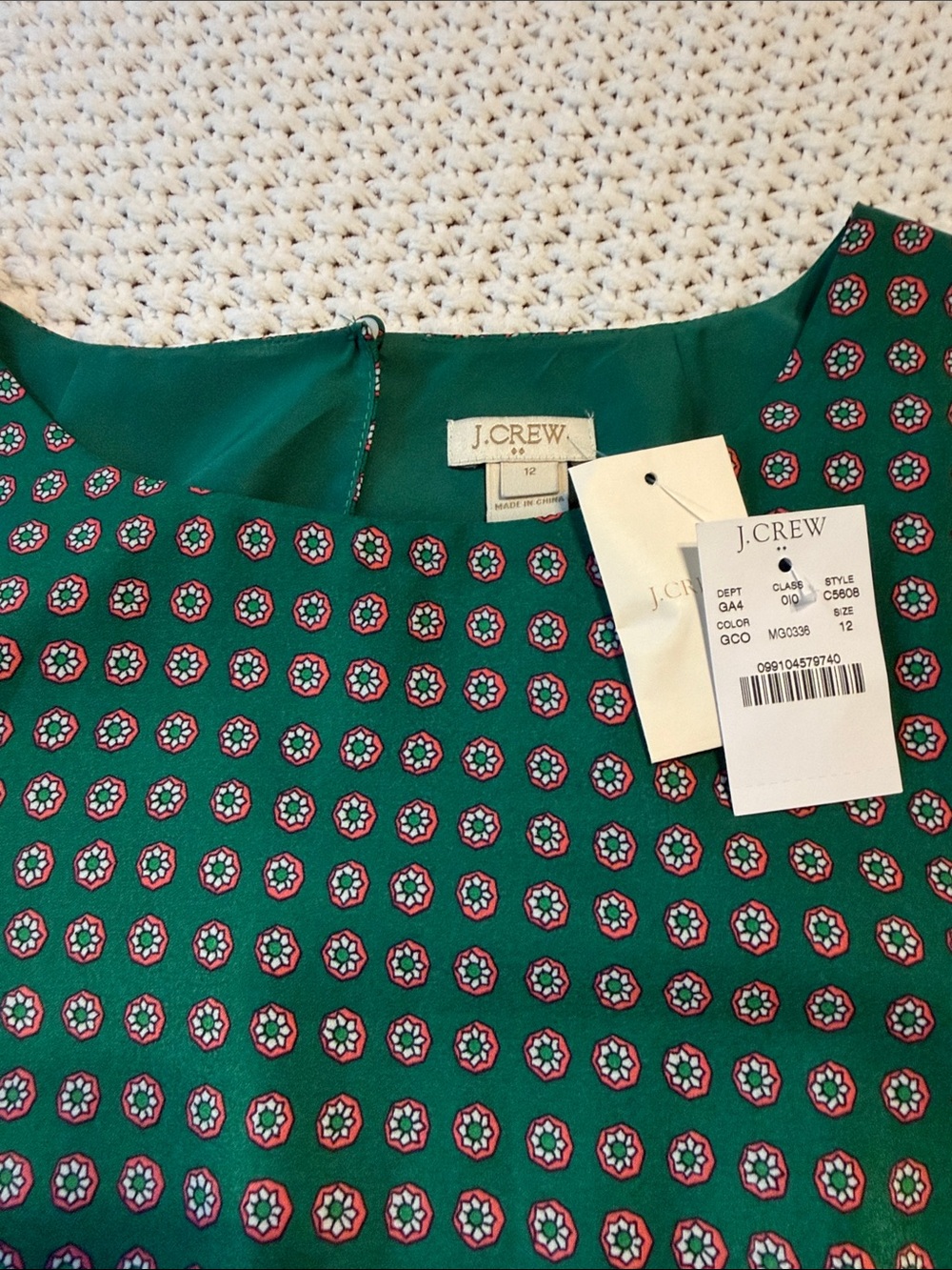 J Crew green pattern Dress - Size 12